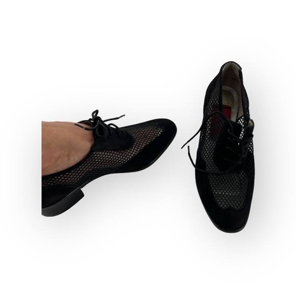 Phyllis Poland Black suede mesh Oxford shoes 6.5 - Picture 8 of 13
